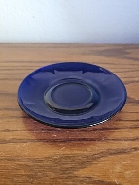 Vintage Cobalt Blue Glass Saucer Tote 3
